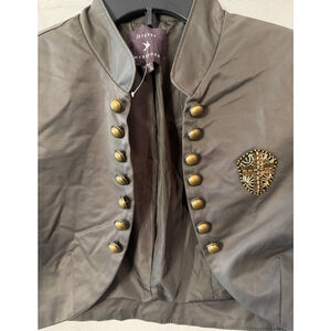 Forever 21 Military-Style Cropped Marching Band Jacket Steampunk Gunmetal Alt M